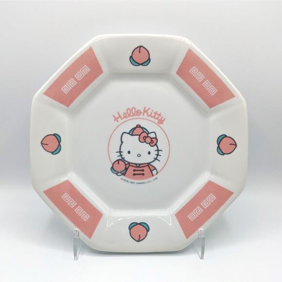 Sanrio Hello Kitty Dinner Plate 10" Peach Theme Bun Plate Rare Collector Kawaii - Picture 5 of 8